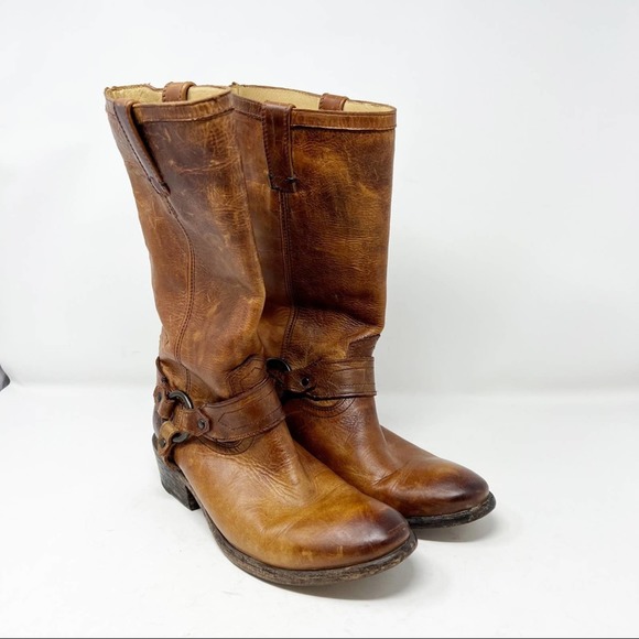 Frye Shoes - FRYE Women's Cognac Harness Boots in Size 7.5